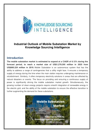 Industrial Outlook of Mobile Substation Market