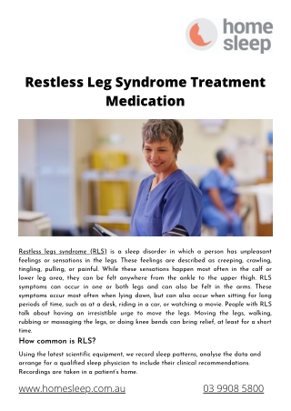 Restless Leg Syndrome Treatment Medication