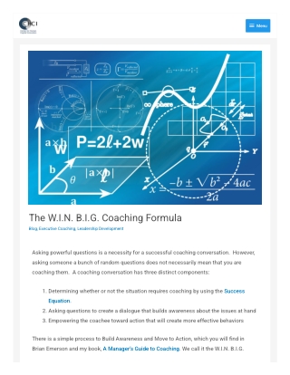 The W.I.N. B.I.G. Coaching Formula