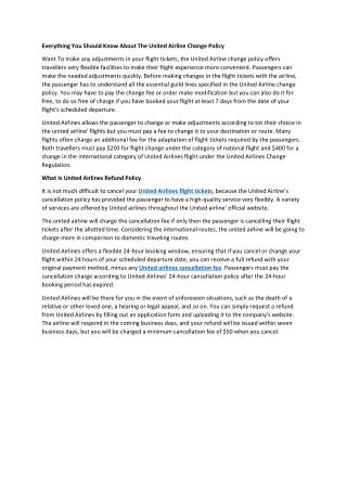 Everything You Should Know About The United Airline Change Policy