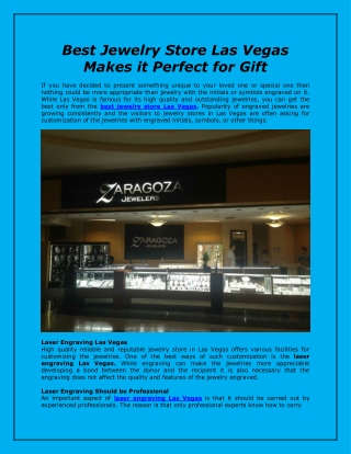 Best Jewelry Store Las Vegas Makes it Perfect for Gift