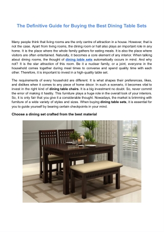 Get the best buying guide for dining table set online