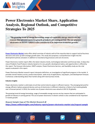 Power Electronics Market Growth Information Analysis and Forecasts Till 2025