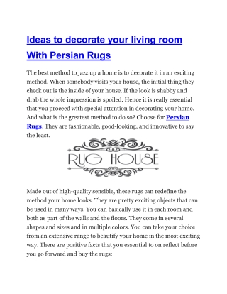 Ideas to decorate your living room With Persian Rugs