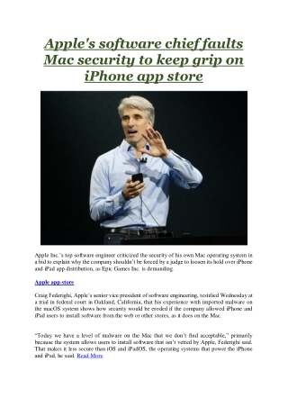 Apple's software chief faults Mac security to keep grip on iPhone app store