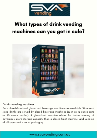 What types of drink vending machines can you get in sale