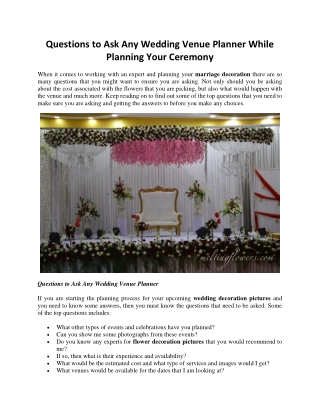 Questions to Ask Any Wedding Venue Planner While Planning Your Ceremony