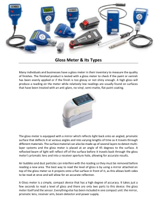 Gloss Meter & Its Types
