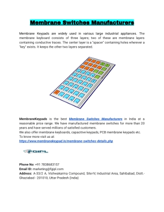 High Quality Membrane Switches Manufacturers