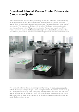 Download & Install Canon Printer Drivers via Canon.comijsetup