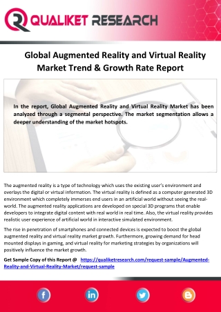 Augmented Reality and Virtual Reality Market  Assessment, Opportunities, Insight