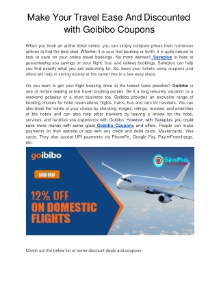 Make Your Travel Ease And Discounted with Goibibo Coupons -converted