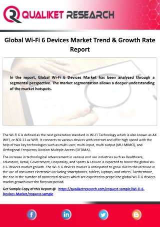 Global   Wi-Fi 6 Devices Market Top 5 Competitors, Regional Trend, Application,