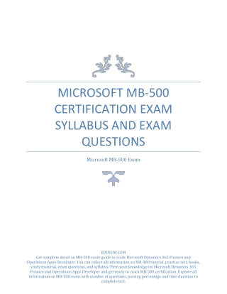 Microsoft MB-500 Certification Exam Syllabus and Exam Questions PDF