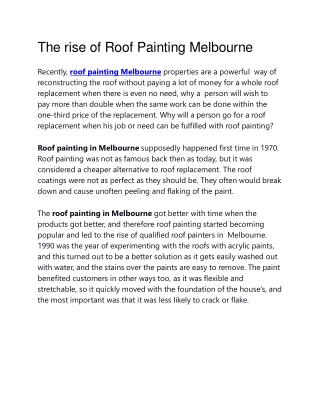 Roof Painting Melbourne