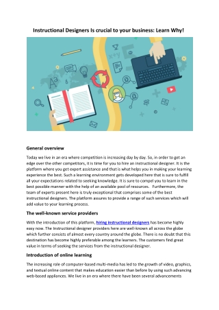 Instructional Designers Is crucial to your business Learn Why!