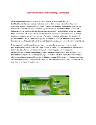 Nilavembu kudineer churanam for seasonal viral fever |Jrk research