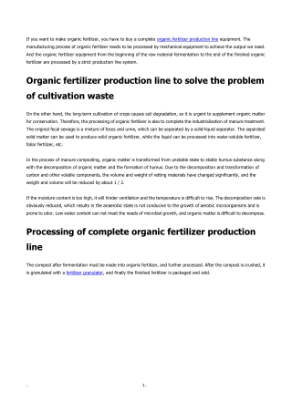 Why to buy complete set of organic fertilizer production line equipment