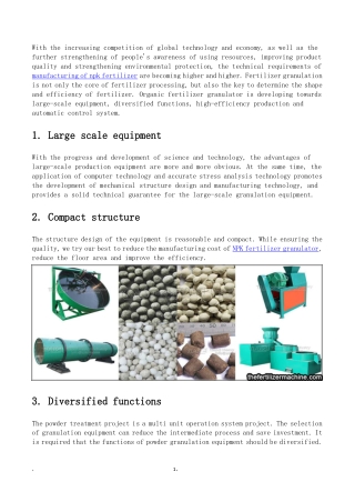 Development direction of agricultural fertilizer granulation machine