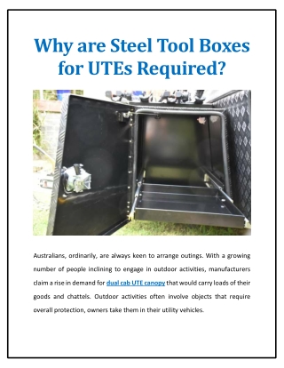 Why are Steel Tool Boxes for UTEs Required?