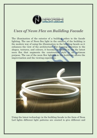 Uses of Neon Flex on Building Facade