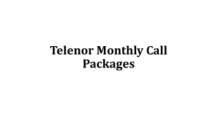 Telenor Monthly Call Packages