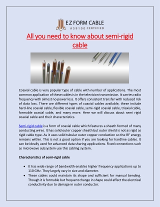 All you need to know about semi-rigid cable