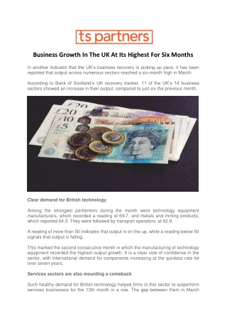 Business Growth In The UK At Its Highest For Six Months
