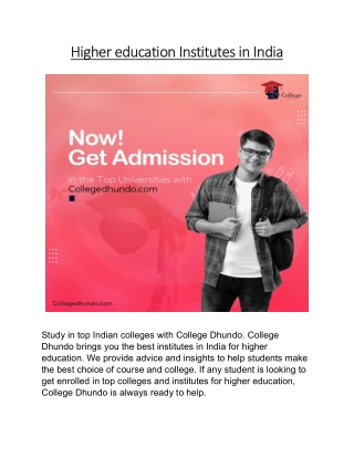 Higher education Institutes in India