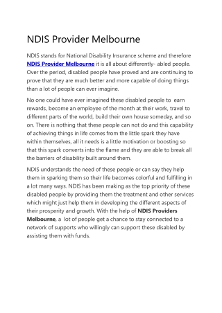 NDIS Provider Melbourne