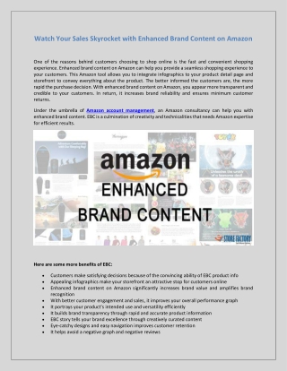 Watch Your Sales Skyrocket with Enhanced Brand Content on Amazon