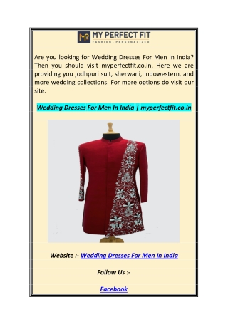 Wedding Dresses For Men In India  myperfectfit.co.in1