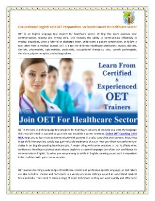 OET Coaching Centre in Delhi NCR-Bblanguages.com