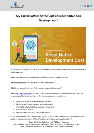 Key Factors affecting the Cost of React Native App Development!