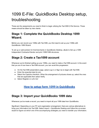 1099 E-File_ QuickBooks Desktop setup, troubleshooting