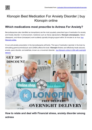 Klonopin Best Medication For Anxiety Disorder  buy Klonopin online