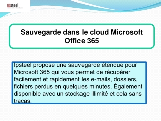 Sauvegarde dans le cloud Microsoft Office 365