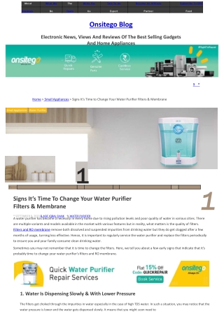 Signs It’s Time To Change Your Water Purifier Filters & Membrane