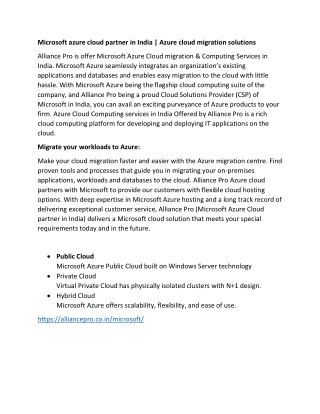 Microsoft azure cloud partner in India-Azure cloud migration solutions