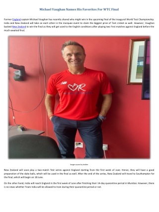 Michael Vaughan Names His Favorites For WTC Final