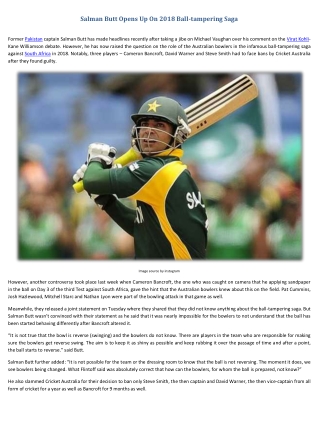 Cricket News - Salman Butt Opens Up On 2018 Ball