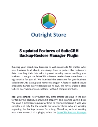 SuiteCRM Backup-Restore Manager
