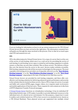 How to Set up Custom Nameservers for VPS