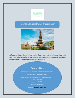 Indonesia Import Data | Tradeimex.in