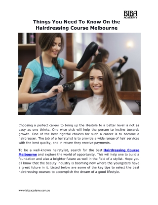 Things You Need To Know On the Hairdressing Course Melbourne