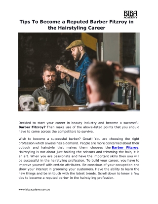Tips To Become a Reputed Barber Fitzroy in the Hairstyling Career