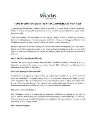 Some Information About the Internal Fixations and Their Kinds | Miraclus