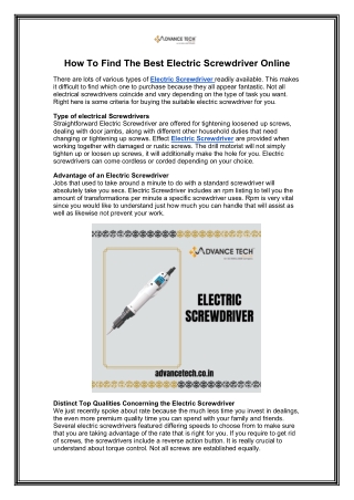 How To Find The Best Electric Screwdriver Online