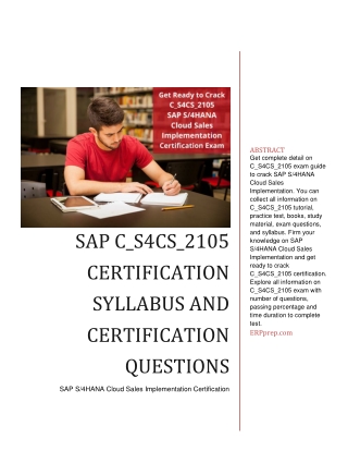 SAP C_S4CS_2105 Certification Syllabus and Certification Questions