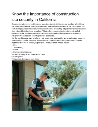 Know the importance of construction site security in California
